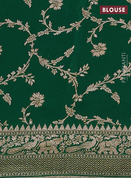 Banarasi crepe saree purple and green with thread & zari woven buttas and woven border
