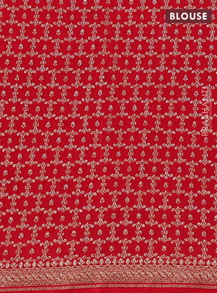 Banarasi crepe saree red with allover thread & zari woven buttas and woven border