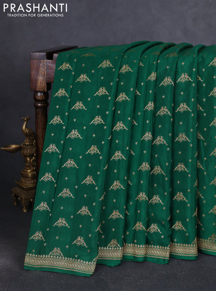 Banarasi crepe saree green with allover thread & zari woven buttas and woven border