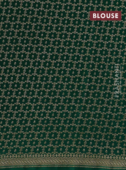 Banarasi crepe saree green with allover thread & zari woven buttas and woven border