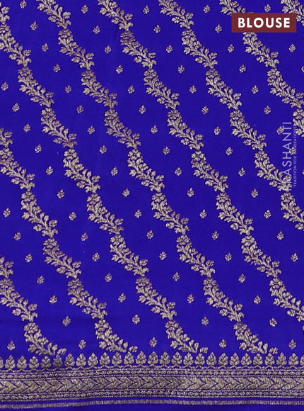 Banarasi crepe saree royal blue with allover thread & zari woven buttas and woven border