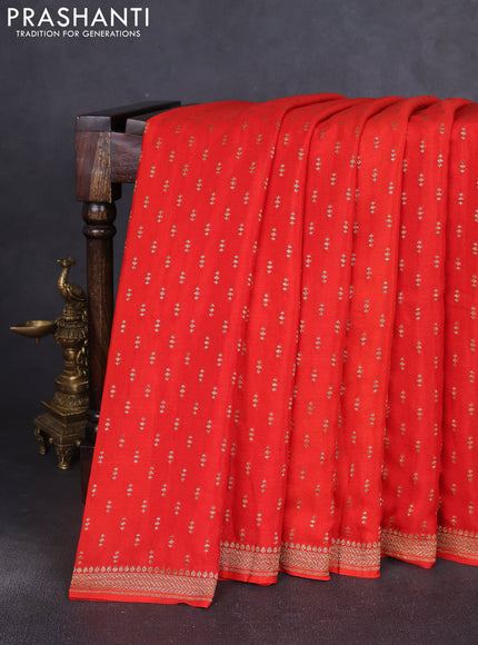 Banarasi crepe saree orange with allover thread & zari geometric weaves and woven border