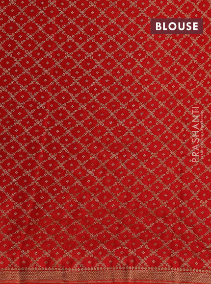 Banarasi crepe saree orange with allover thread & zari geometric weaves and woven border