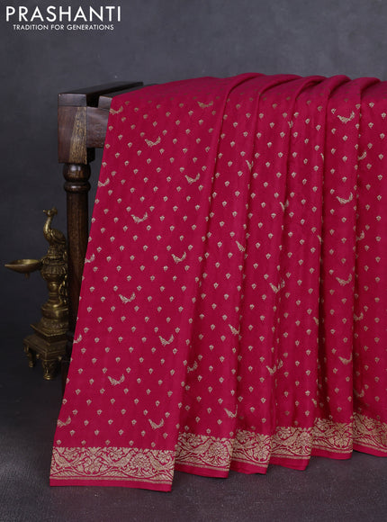 Banarasi crepe saree pink with allover thread & zari woven buttas and woven buttas