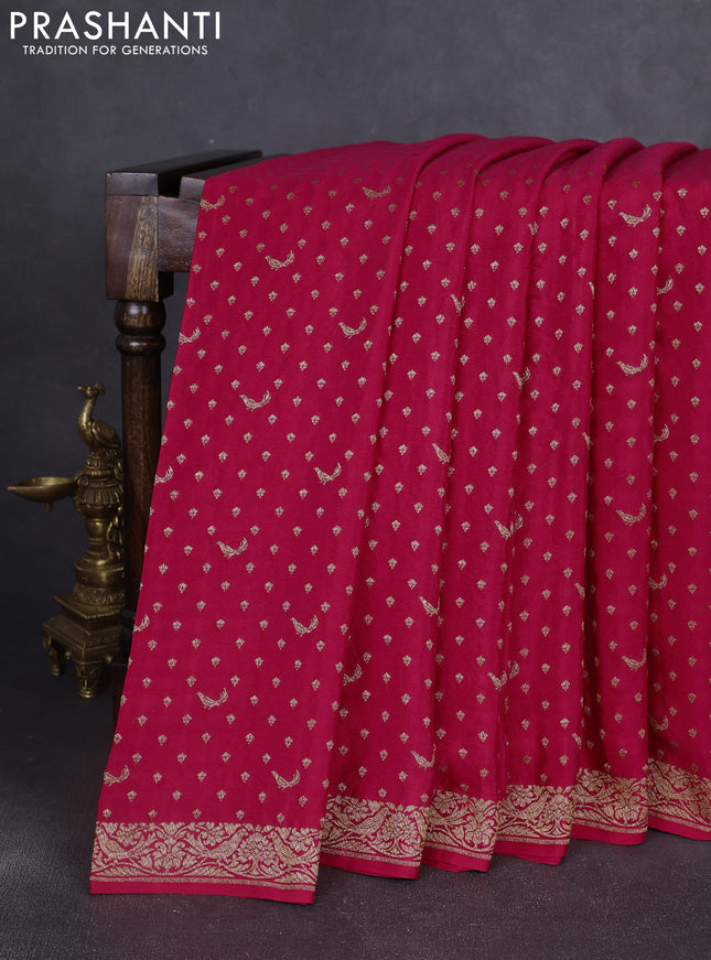 Banarasi crepe saree pink with allover thread & zari woven buttas and woven buttas