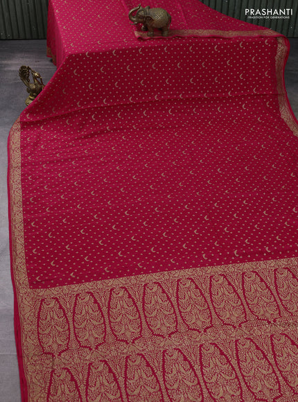Banarasi crepe saree pink with allover thread & zari woven buttas and woven buttas