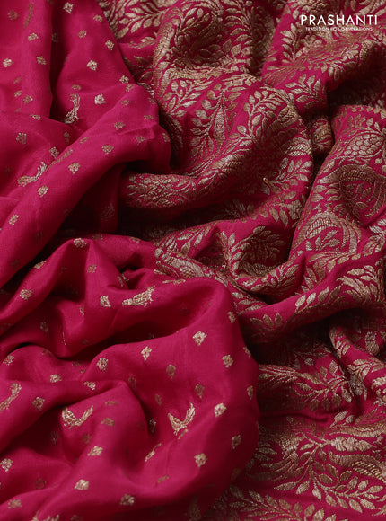 Banarasi crepe saree pink with allover thread & zari woven buttas and woven buttas