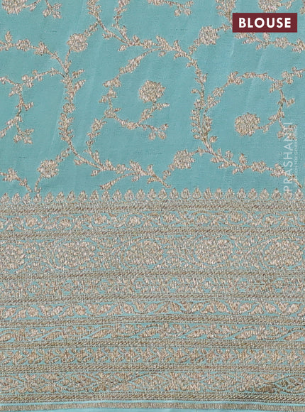 Banarasi crepe saree purple and teal blue with allover thread & zari woven buttas and woven border