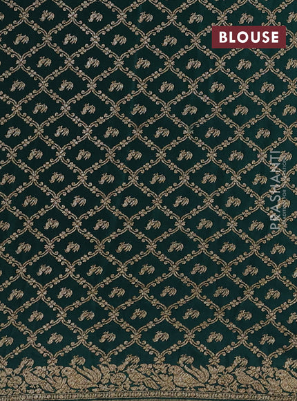 Banarasi crepe saree bottle green with allover thread & zari woven buttas and woven border