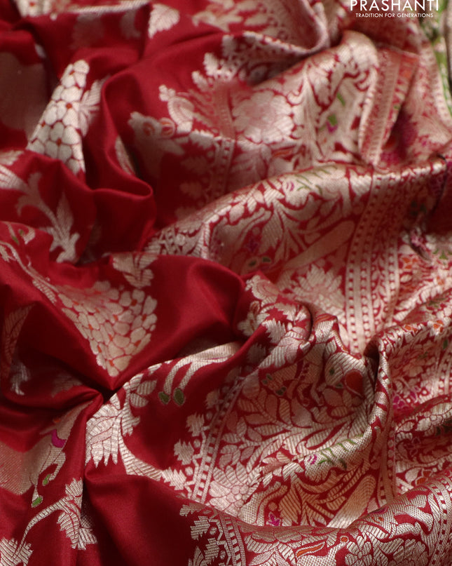 Banarasi uppada silk saree red with allover zari woven pichwai weaves and zari woven border
