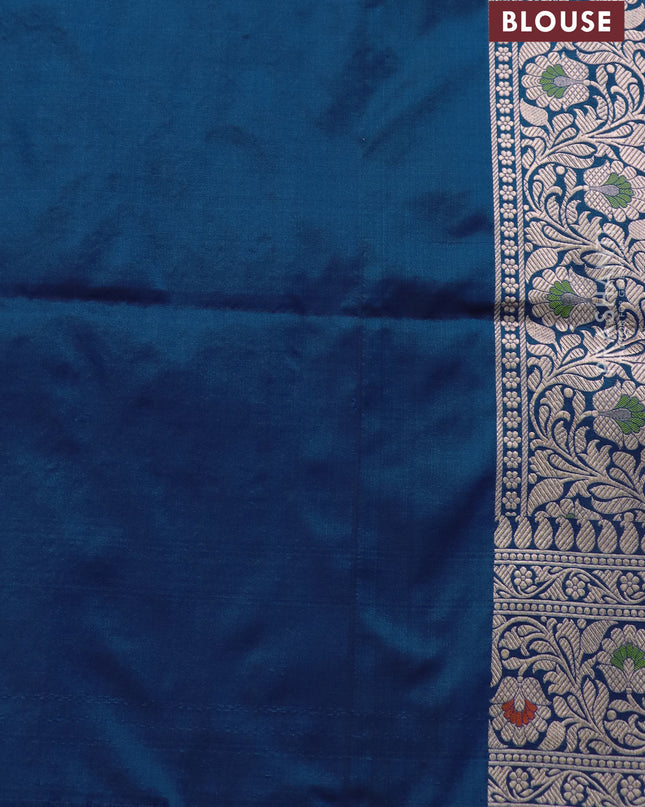 Banarasi uppada silk saree blue with allover zari woven brocade weaves and zari woven border