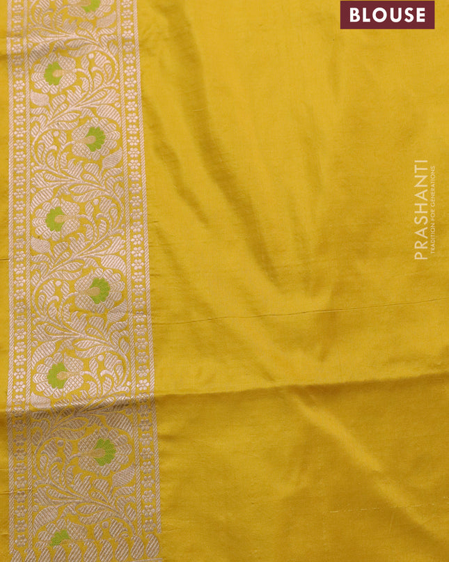 Banarasi uppada silk saree mustard yellow with allover zari woven brocade weaves and zari woven border