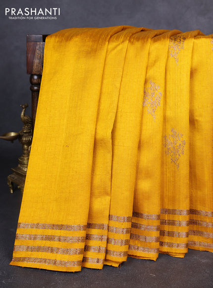 Banarasi raw silk saree mustard yellow with woven buttas and woven border
