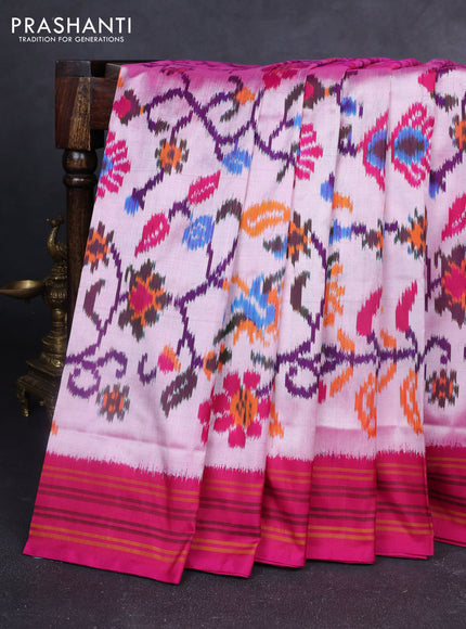 Pochampally silk saree dual shade of pink shade and pink with allover patola weaves and simple border