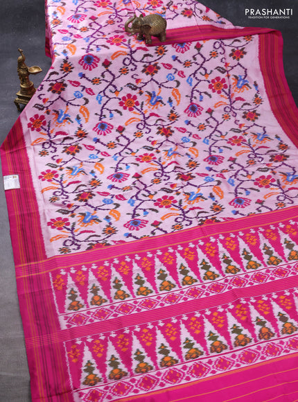 Pochampally silk saree dual shade of pink shade and pink with allover patola weaves and simple border