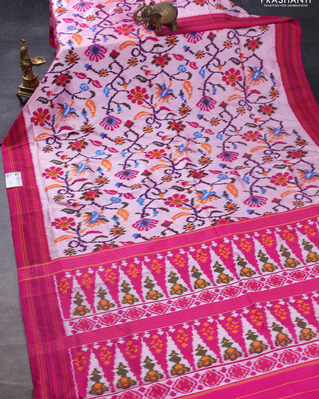 Pochampally silk saree dual shade of pink shade and pink with allover patola weaves and simple border