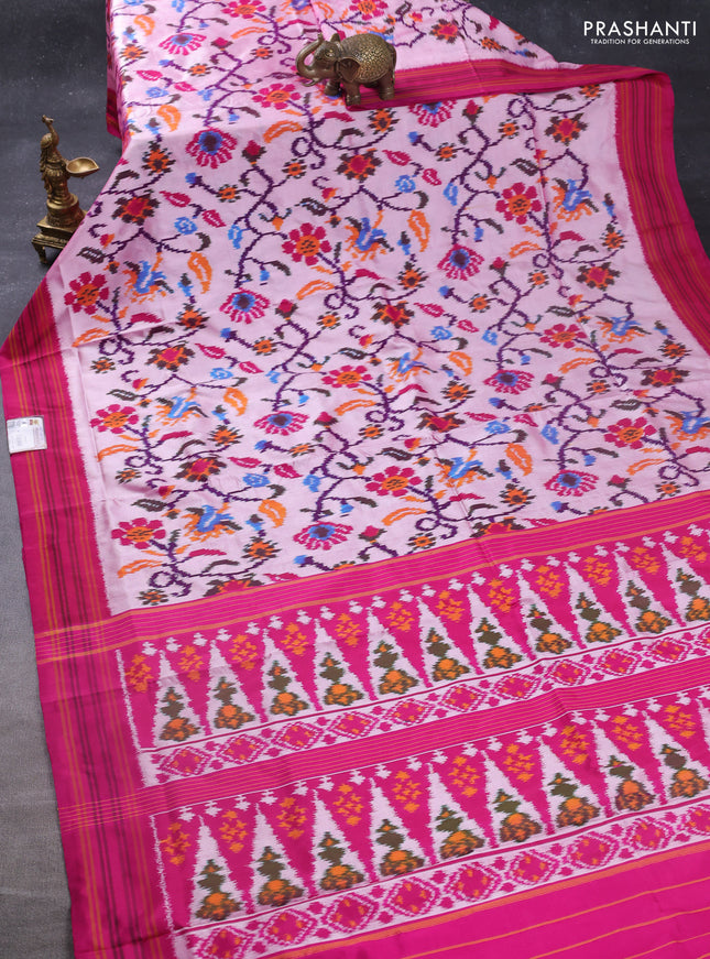Pochampally silk saree dual shade of pink shade and pink with allover patola weaves and simple border