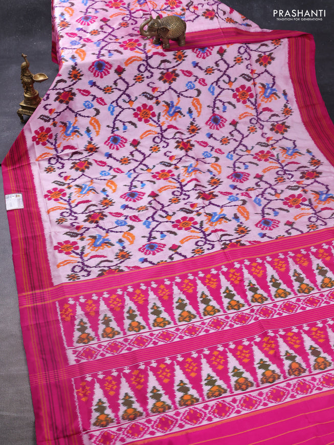 Pochampally silk saree dual shade of pink shade and pink with allover patola weaves and simple border