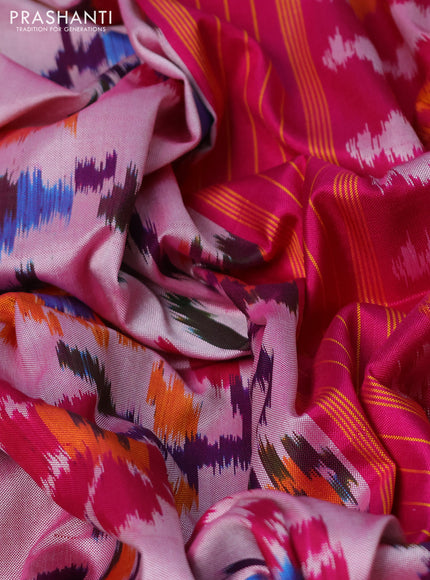 Pochampally silk saree dual shade of pink shade and pink with allover patola weaves and simple border
