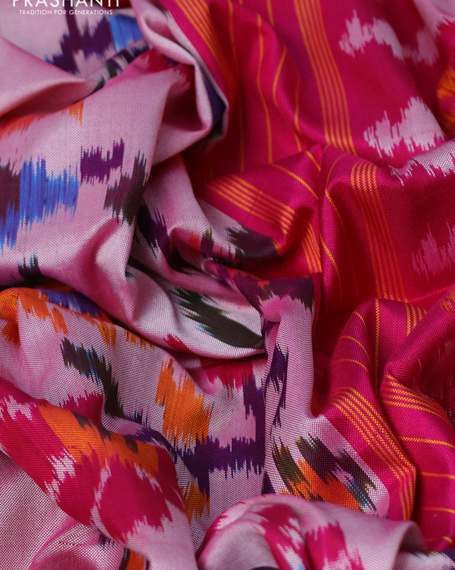 Pochampally silk saree dual shade of pink shade and pink with allover patola weaves and simple border