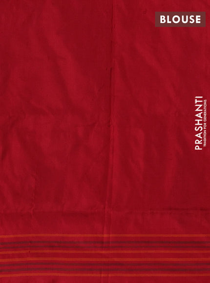 Pochampally silk saree blue and red with allover ikat weaves and simple border