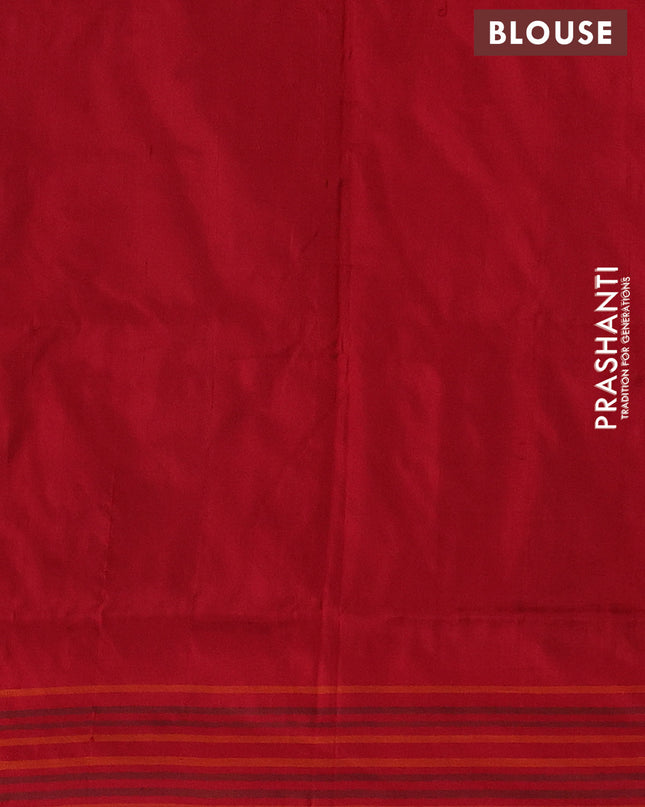 Pochampally silk saree blue and red with allover ikat weaves and simple border