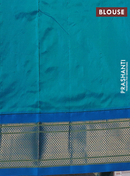 Pure paithani silk saree pink and cs blue with allover zari woven buttas and paithani weaving pallu