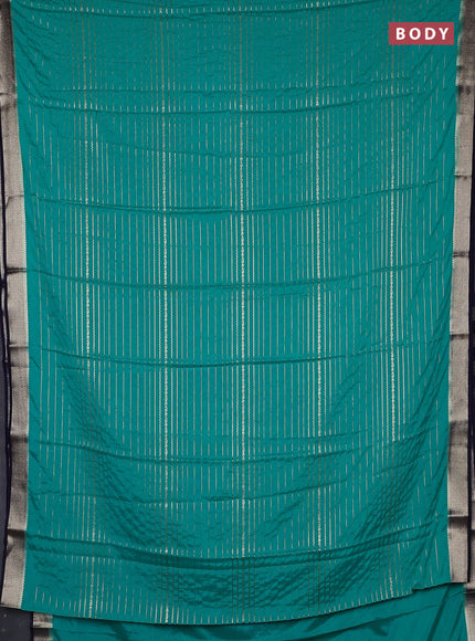 Semi mysore silk saree teal green and navy blue with allover zari weaves and zari woven border