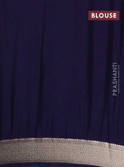 Semi mysore silk saree teal green and navy blue with allover zari weaves and zari woven border