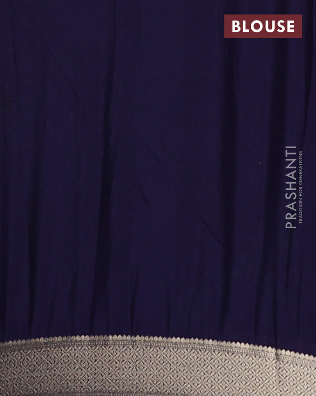 Semi mysore silk saree teal green and navy blue with allover zari weaves and zari woven border