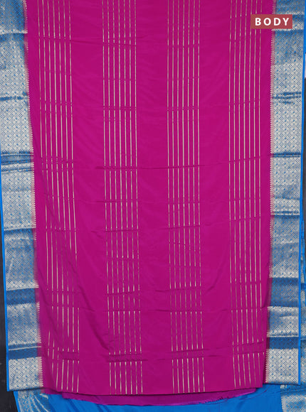 Semi mysore silk saree pink and cs blue with allover zari weaves and zari woven border