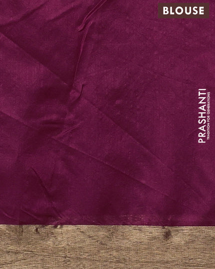 Semi dupion saree magenta pink with allover thread weaves and parsi embroidery work zari woven border