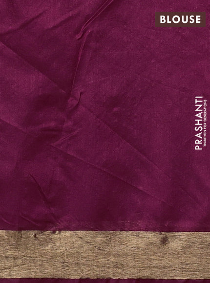 Semi dupion saree magenta pink with allover thread weaves and parsi embroidery work zari woven border