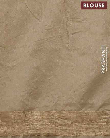 Semi dupion saree beige with allover thread weaves and parsi embroidery work zari woven border