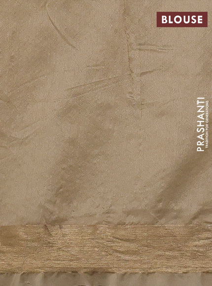 Semi dupion saree beige with allover thread weaves and parsi embroidery work zari woven border