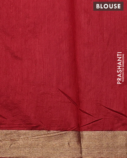 Semi dupion saree red with allover thread weaves and parsi embroidery work zari woven border