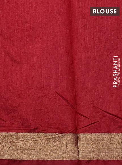 Semi dupion saree red with allover thread weaves and parsi embroidery work zari woven border
