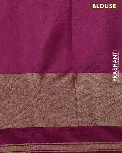 Semi dupion saree light pink and purple with allover thread weaves and parsi embroidery work zari woven border
