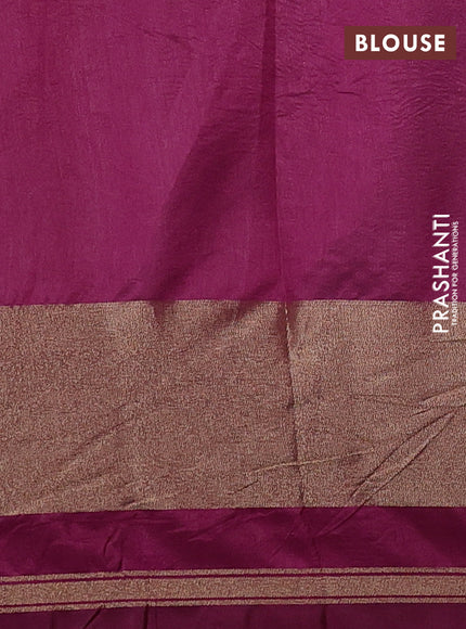Semi dupion saree light pink and purple with allover thread weaves and parsi embroidery work zari woven border