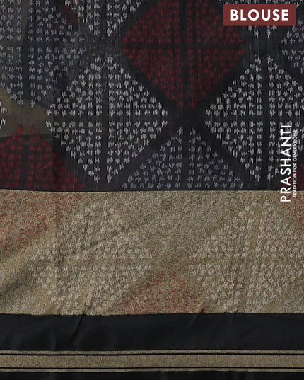 Semi dupion saree grey and black with allover thread & zari woven buttas and parsi embroidery work zari woven border