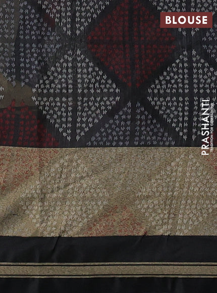 Semi dupion saree grey and black with allover thread & zari woven buttas and parsi embroidery work zari woven border