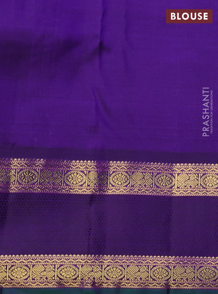 Pure kanchipuram silk saree multi colour and violet with allover paalum pazhamum checks & zari buttas and rich zari woven border