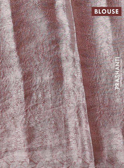 Pure organza silk saree maroon with allover silver zari weaves and floral embroidery border