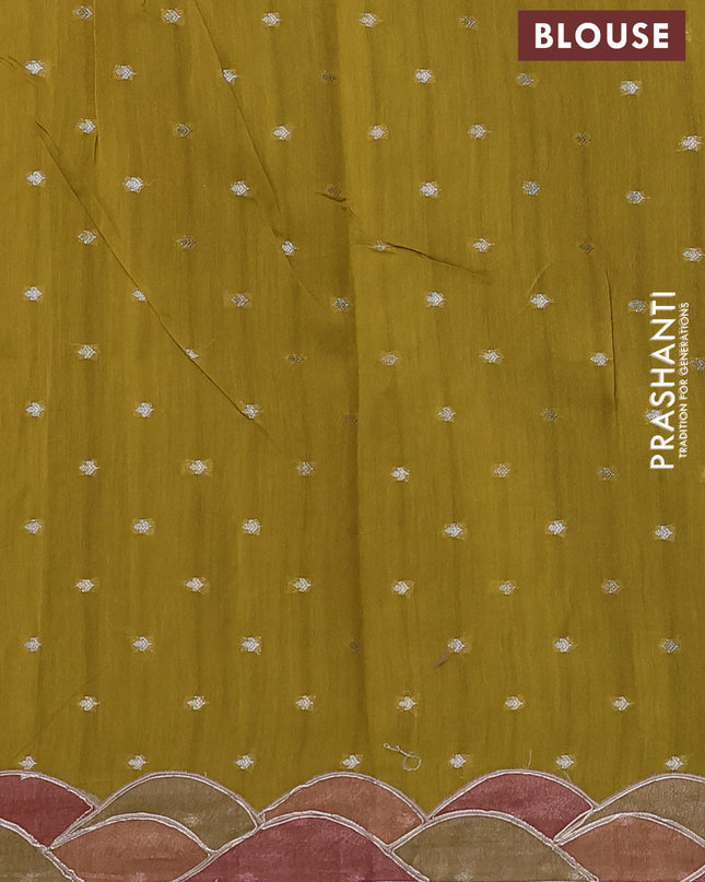Pure organza silk saree lime yellow with prints & pita work