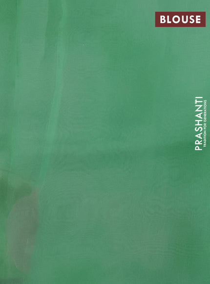 Pure organza silk saree light green with floral embroidery buttas and floral embroidery border