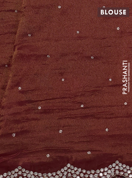 Pure organza silk saree maroon with allover prints & embroidery work and zardosi gotapatti work border