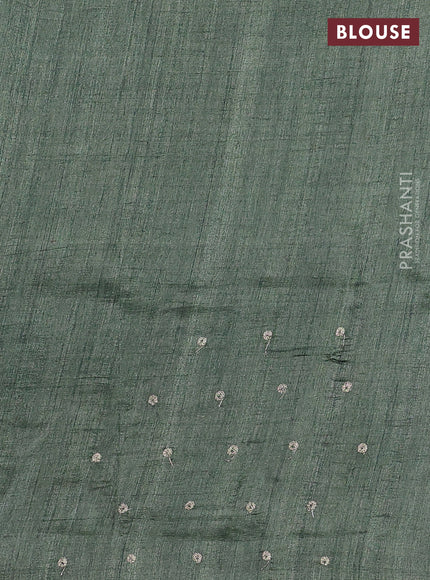 Semi tussar saree green with embroidery work