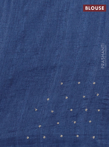 Semi tussar saree bluish grey with embroidery work