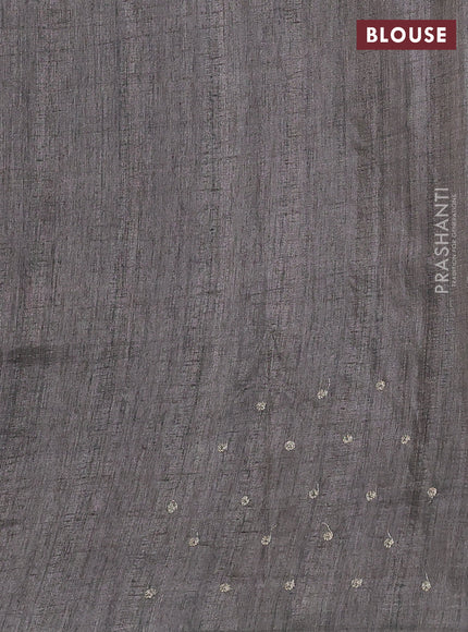 Semi tussar saree grey shade with embroidery work