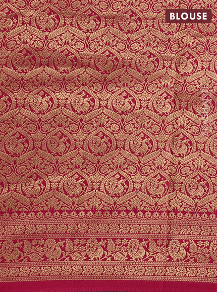 Banarasi crepe saree pink with kalamkari prints & sequin embroidery work and zari woven border